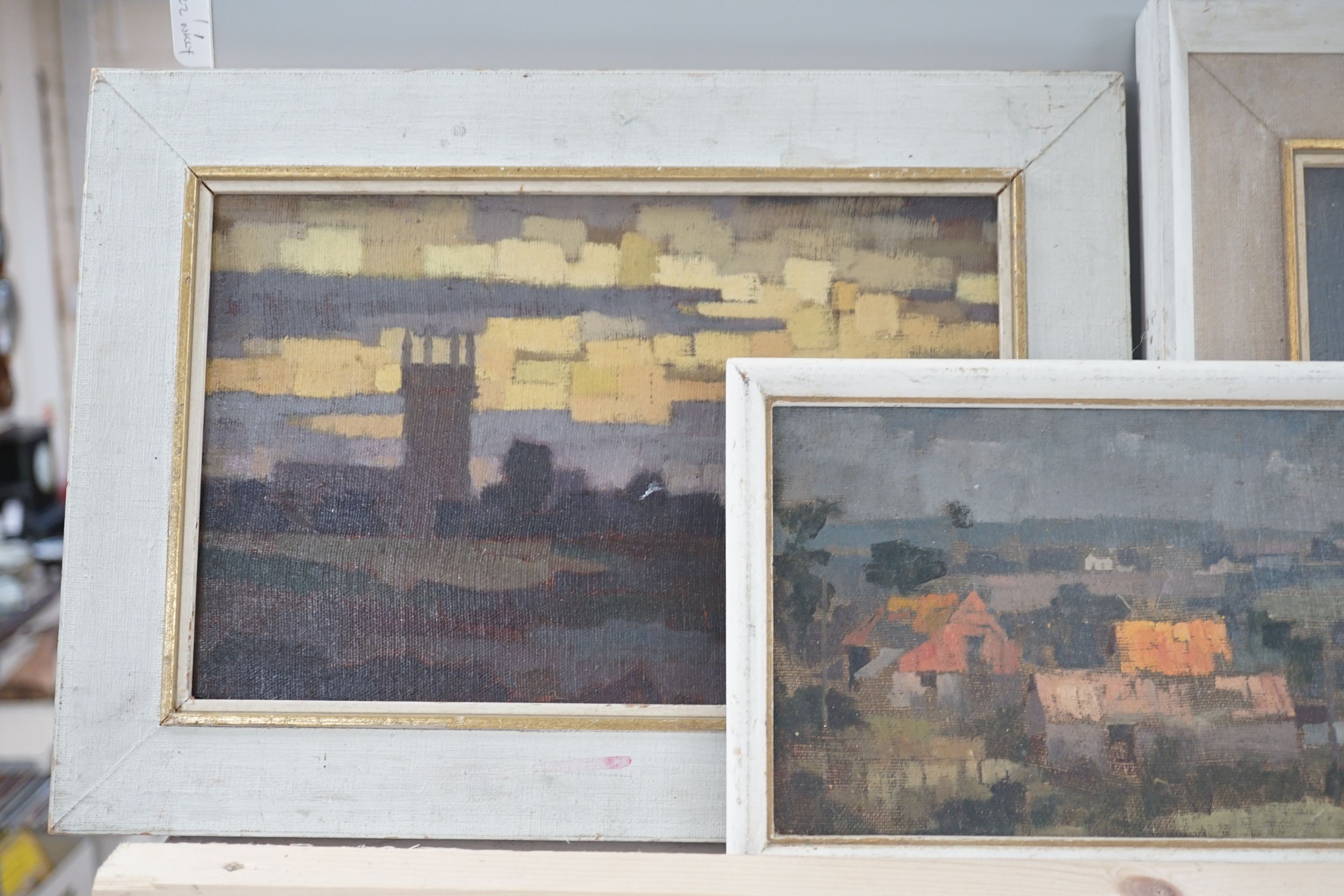 Michael Cadman (1920-2012), three oils on board, Landscapes, one signed and dated 1964, largest 19 x 30cm